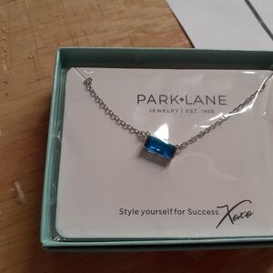 Park Lane blue crystal rectangle silver necklace